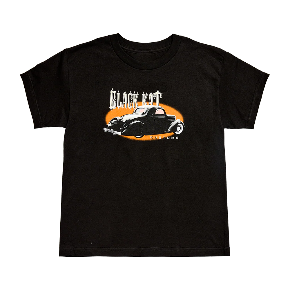 Black Kat Kustoms Vintage Car Youth Tee