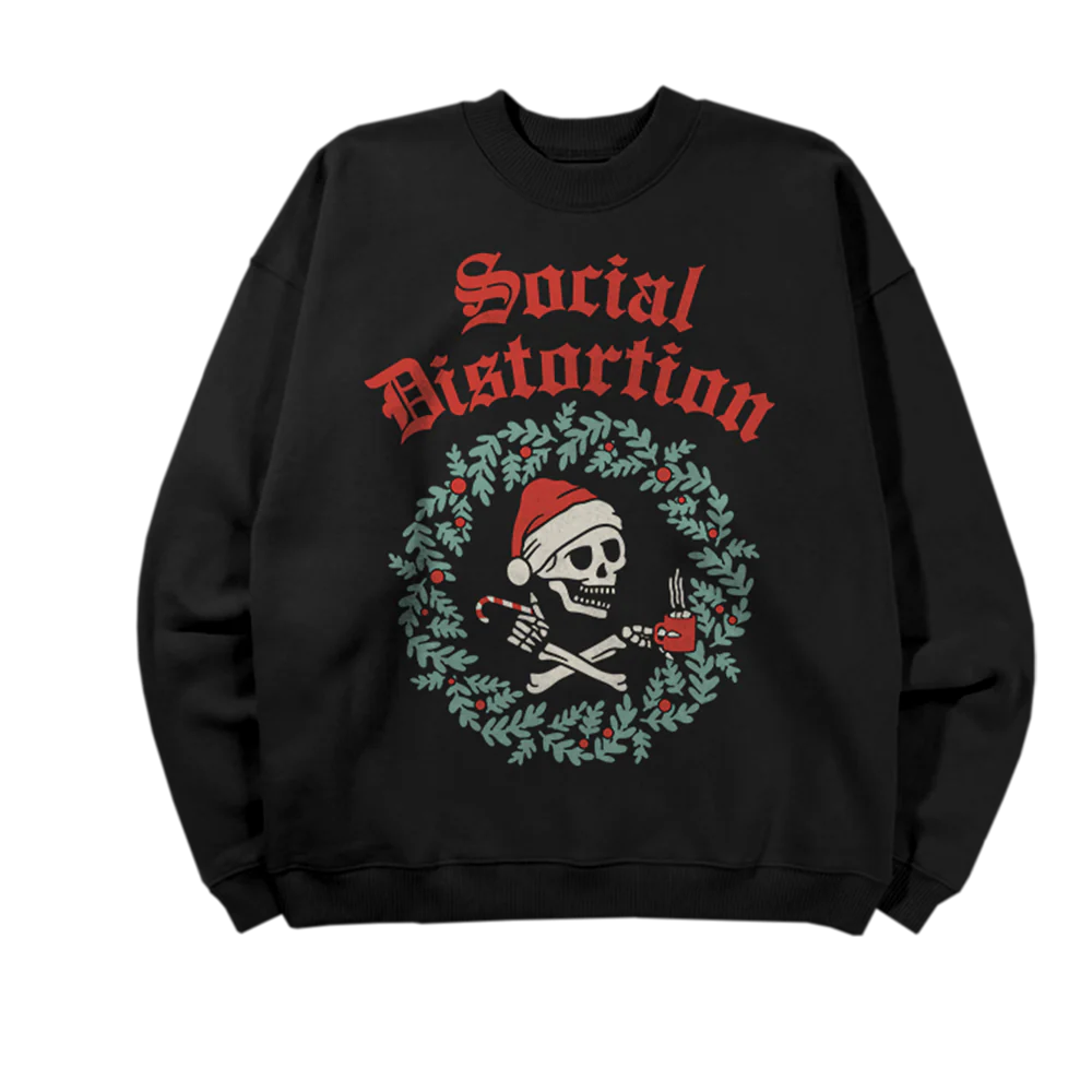 Skelly Wreath Black Crewneck Sweatshirt